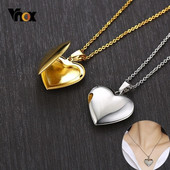 Vnox Light Heart Locket kuloni sievietēm Vīriešu atverams foto rāmis glancēts nerūsējošā tērauda kaklarotas ģimenes mīlestības apkakle