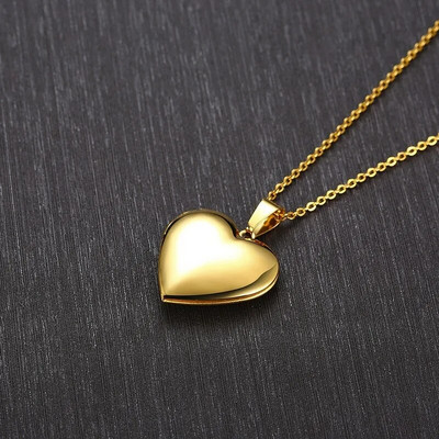 Vnox Light Heart Locket kuloni sievietēm Vīriešu atverams foto rāmis glancēts nerūsējošā tērauda kaklarotas ģimenes mīlestības apkakle