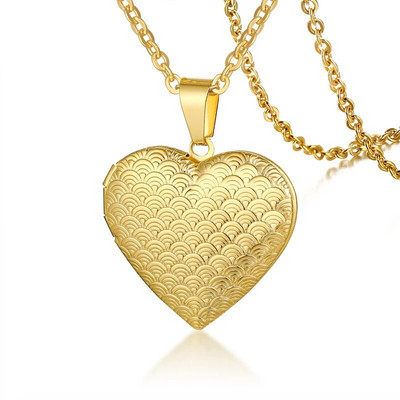 Vnox Light Heart Locket kuloni sievietēm Vīriešu atverams foto rāmis glancēts nerūsējošā tērauda kaklarotas ģimenes mīlestības apkakle