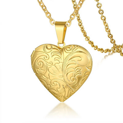 Vnox Light Heart Locket kuloni sievietēm Vīriešu atverams foto rāmis glancēts nerūsējošā tērauda kaklarotas ģimenes mīlestības apkakle