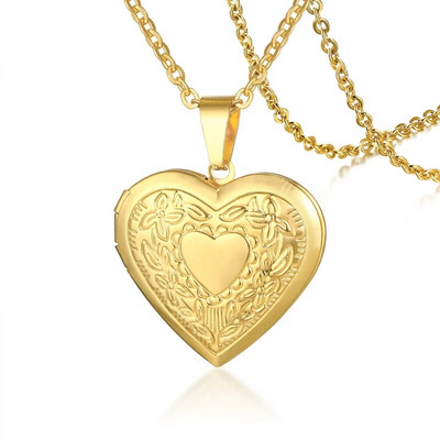 Vnox Light Heart Locket kuloni sievietēm Vīriešu atverams foto rāmis glancēts nerūsējošā tērauda kaklarotas ģimenes mīlestības apkakle