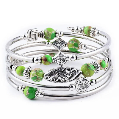 Naujos natūralaus turkio/tigereye įvyniojamos apyrankės daugiasluoksnės natūralaus akmens karoliukų apyrankės žavios apyrankės moterims