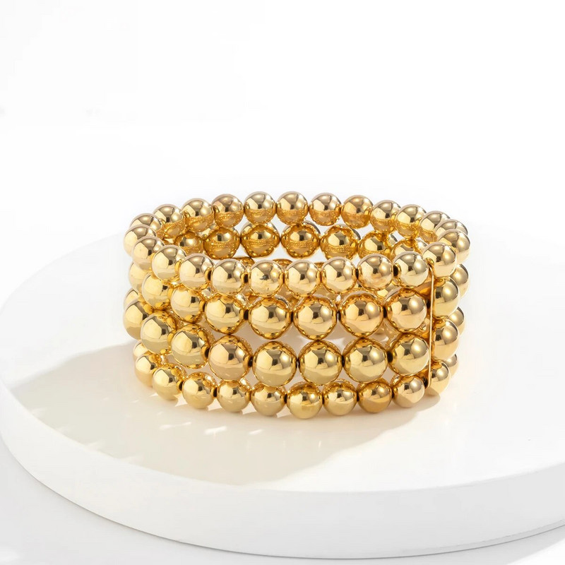 Βραχιόλια PuRui Bohemia Simple Beaded Chain Βραχιόλια Χρυσό Χρώμα Big CCB Beads Βραχιόλι με αλυσίδα με σύνδεσμο για γυναίκες Μόδα κοσμήματα Δώρο