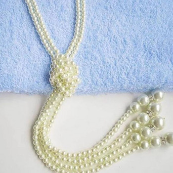 125cm Fashion Double Knot Simulated Pearl Tassel Long κολιέ Γυναικεία κοσμήματα με αλυσίδα πουλόβερ