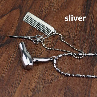 Borbély Bolt Nyaklánc Fodrász Eszközök 3D Fodrász Pole Borotva Szárító Olló Fésű Fodrász Medálok Nyakláncok Férfi Női