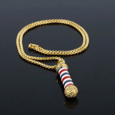 Borbély Bolt Nyaklánc Fodrász Eszközök 3D Fodrász Pole Borotva Szárító Olló Fésű Fodrász Medálok Nyakláncok Férfi Női