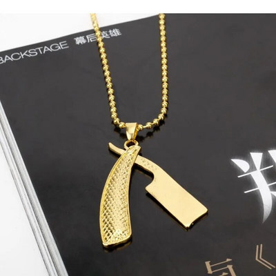 Borbély Bolt Nyaklánc Fodrász Eszközök 3D Fodrász Pole Borotva Szárító Olló Fésű Fodrász Medálok Nyakláncok Férfi Női