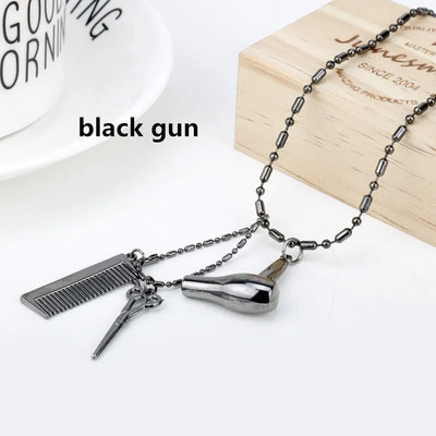 Borbély Bolt Nyaklánc Fodrász Eszközök 3D Fodrász Pole Borotva Szárító Olló Fésű Fodrász Medálok Nyakláncok Férfi Női