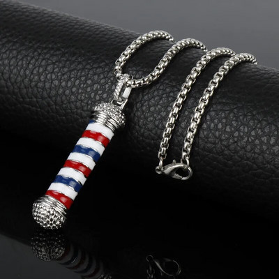 Borbély Bolt Nyaklánc Fodrász Eszközök 3D Fodrász Pole Borotva Szárító Olló Fésű Fodrász Medálok Nyakláncok Férfi Női