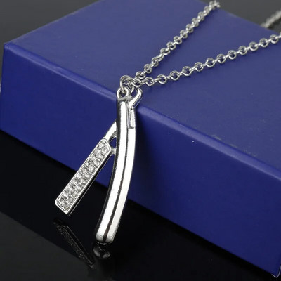 Borbély Bolt Nyaklánc Fodrász Eszközök 3D Fodrász Pole Borotva Szárító Olló Fésű Fodrász Medálok Nyakláncok Férfi Női