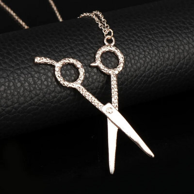 Borbély Bolt Nyaklánc Fodrász Eszközök 3D Fodrász Pole Borotva Szárító Olló Fésű Fodrász Medálok Nyakláncok Férfi Női