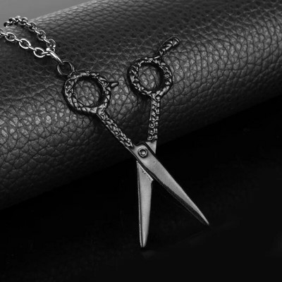 Borbély Bolt Nyaklánc Fodrász Eszközök 3D Fodrász Pole Borotva Szárító Olló Fésű Fodrász Medálok Nyakláncok Férfi Női