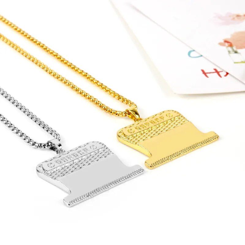 Borbély Bolt Nyaklánc Fodrász Eszközök 3D Fodrász Pole Borotva Szárító Olló Fésű Fodrász Medálok Nyakláncok Férfi Női