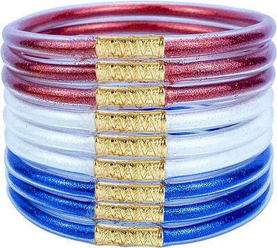 9 vnt., blizgantys blizgučiai, sukraunami želė vamzdeliai, plastikiniai apyrankių apyrankių rinkinys moterims, užpildytas silikonu, lengvas riešas, dovana mergaitėms