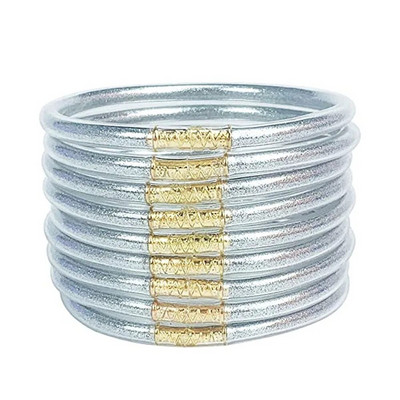 9 vnt., blizgantys blizgučiai, sukraunami želė vamzdeliai, plastikiniai apyrankių apyrankių rinkinys moterims, užpildytas silikonu, lengvas riešas, dovana mergaitėms