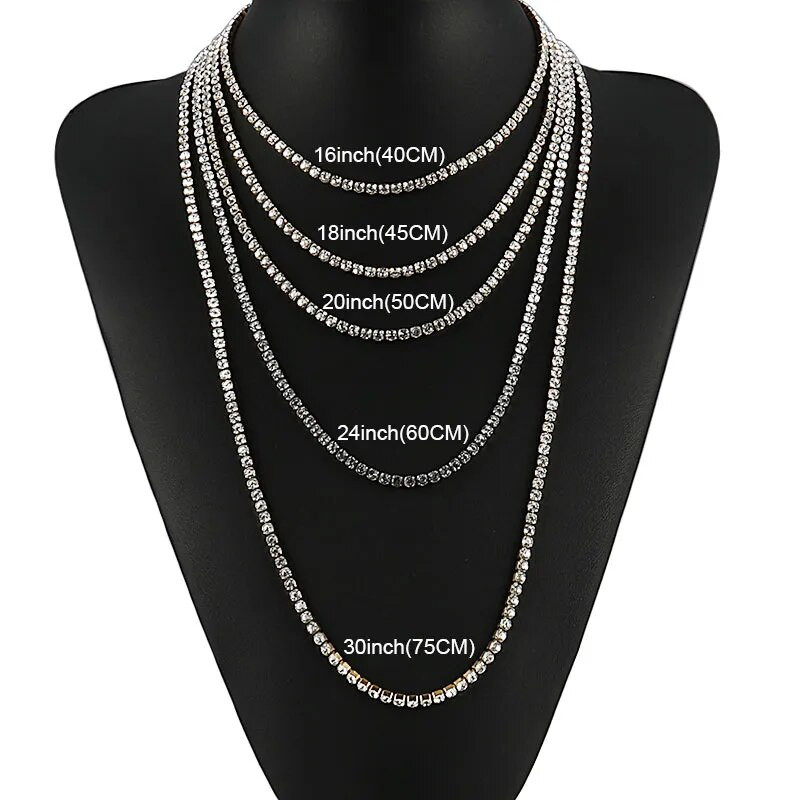 Κολιέ από ανοξείδωτο χάλυβα γοτθική αλυσίδα τένις 4 χιλιοστά Ανδρικό κολιέ χιπ χοπ κολιέ ζιργκόν κρύσταλλο τσόκερ για γυναίκες Κοσμήματα