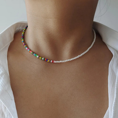 ZX Boho rankų darbo karoliukais papuoštos grandinėlės trumpi karoliai moterims spalvingi karoliukai Statement karoliai mergaičių papuošalų didmeninė prekyba