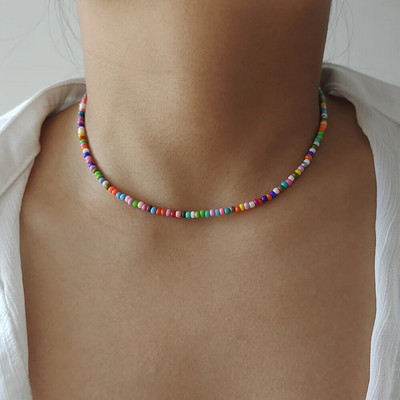 ZX Boho rankų darbo karoliukais papuoštos grandinėlės trumpi karoliai moterims spalvingi karoliukai Statement karoliai mergaičių papuošalų didmeninė prekyba