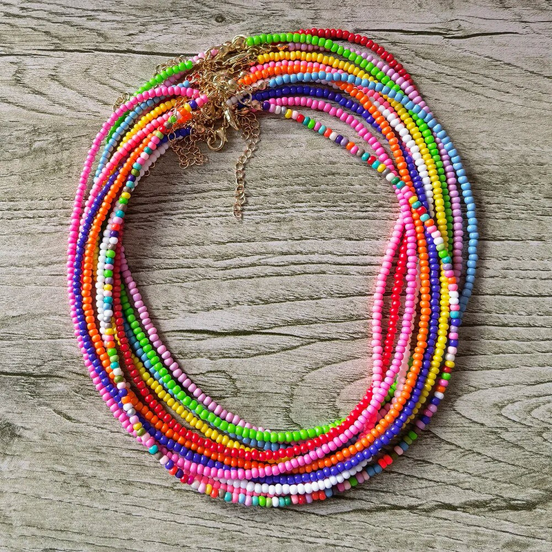 ZX Boho rankų darbo karoliukais papuoštos grandinėlės trumpi karoliai moterims spalvingi karoliukai Statement karoliai mergaičių papuošalų didmeninė prekyba