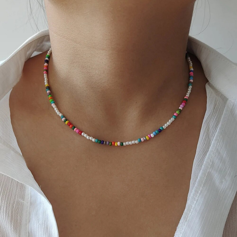 ZX Boho rankų darbo karoliukais papuoštos grandinėlės trumpi karoliai moterims spalvingi karoliukai Statement karoliai mergaičių papuošalų didmeninė prekyba