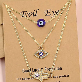 Σετ κολιέ με κρεμαστό κόσμημα 2022 New Fashion Τουρκικό Evil Eye Hand Zirconia για γυναίκες Κολιέ κολιέ τσόκερ τυχερό δώρο