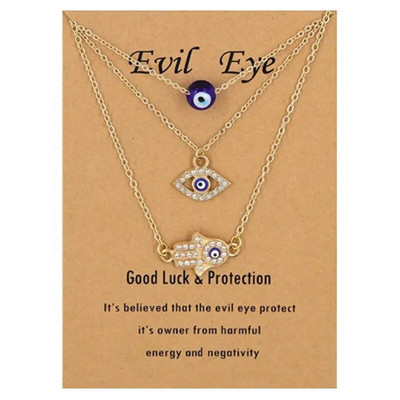 Σετ κολιέ με κρεμαστό κόσμημα 2022 New Fashion Τουρκικό Evil Eye Hand Zirconia για γυναίκες Κολιέ κολιέ τσόκερ τυχερό δώρο