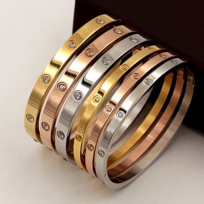 FYSARA Luxury Brand Κρύσταλλοι Love Bangles Cubic Zirconia βραχιόλια Ζευγάρι Πολυτελή κοσμήματα από ανοξείδωτο ατσάλι βραχιόλια για γυναίκες Δώρο