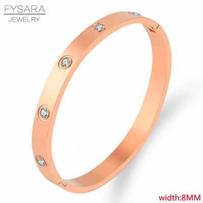FYSARA luksusa zīmola kristāli mīlestības rokassprādzes kubiskā cirkonija aproces Pāris greznas rotaslietas nerūsējošā tērauda aproces sievietēm dāvana
