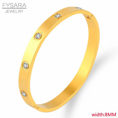 FYSARA luksusa zīmola kristāli mīlestības rokassprādzes kubiskā cirkonija aproces Pāris greznas rotaslietas nerūsējošā tērauda aproces sievietēm dāvana