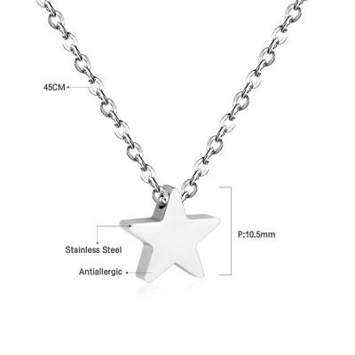 ASON nerūdijančio plieno karoliai moterims Star Moon Heart Cross Pendant Choker madingi papuošalai apykaklės Link grandinės karoliai žavesio