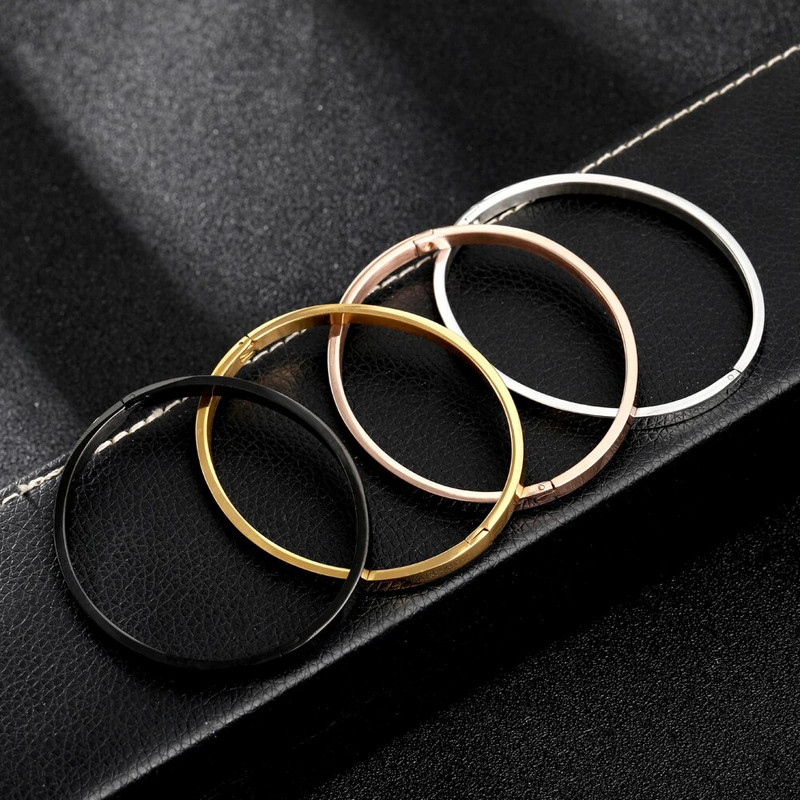 Modes nerūsējošā tērauda C formas atvērtas vīriešu rokassprādzes, 4 MM, regulējamas aproces rokassprādzes, rokassprādze sievietēm, pāris mīļotājiem, rotaslietas, dāvanas