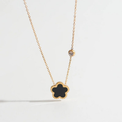 CARLIDANA Πολύχρωμο κολιέ με λουλούδια πέντε φύλλων κολιέ τσόκερ πολυτελές χρυσό μη αμαυρωμένο κολιέ από ανοξείδωτο ατσάλι για γυναίκες