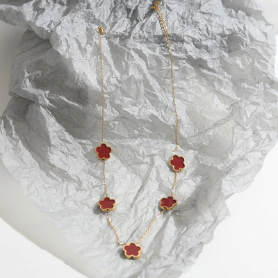 CARLIDANA Πολύχρωμο κολιέ με λουλούδια πέντε φύλλων κολιέ τσόκερ πολυτελές χρυσό μη αμαυρωμένο κολιέ από ανοξείδωτο ατσάλι για γυναίκες