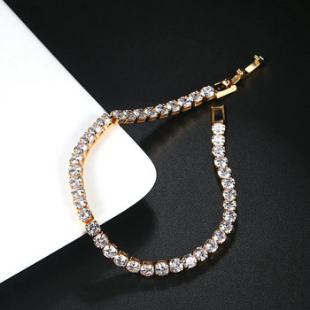Βραχιόλι τένις Cubic Zirconia 4mm Βραχιόλια με παγωμένη αλυσίδα για γυναίκες Ανδρικά χρυσό ασημί Χρώμα ανδρικό βραχιόλι CZ Chain Homme Jewelry