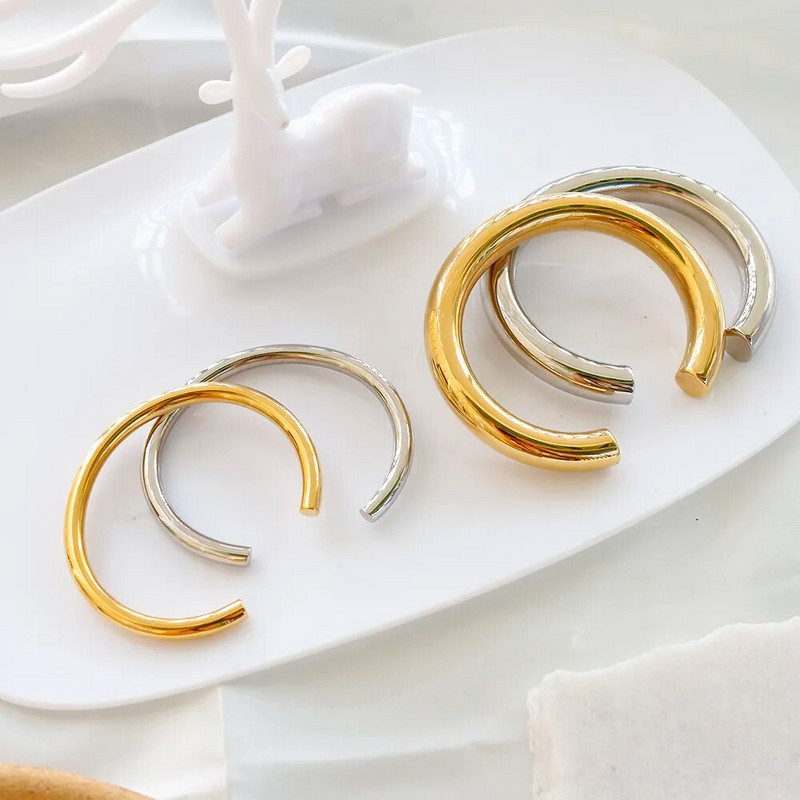 Nerūsējošā tērauda apzeltīta bieza cauruļu atvērta rokassprādze sievietēm, meiteņu hiphop aproču aproces rotaslietas