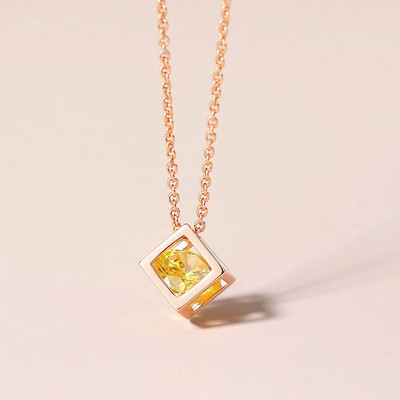 ZHOUYANG Charms karoliai moterims Estetinis kubas rožinis cirkonio rožinis aukso spalvos kaklo grandinėlė ant kaklo Papuošalai Korėjos pakabukai N279
