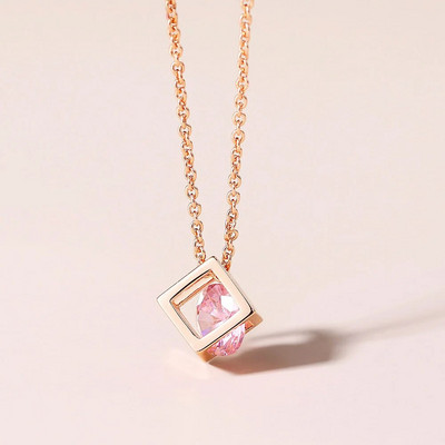ZHOUYANG Charms karoliai moterims Estetinis kubas rožinis cirkonio rožinis aukso spalvos kaklo grandinėlė ant kaklo Papuošalai Korėjos pakabukai N279