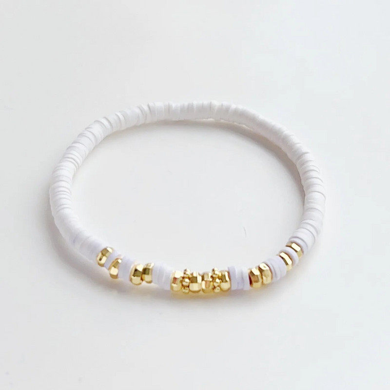 HERLOOK Stacking Polimēru Māla Heishi Rokassprādzes Sieviešu Sieviešu Rokassprādze Ins Mode Zelta Krāsa Starplikas Krelles Pulseras Rotaslietas