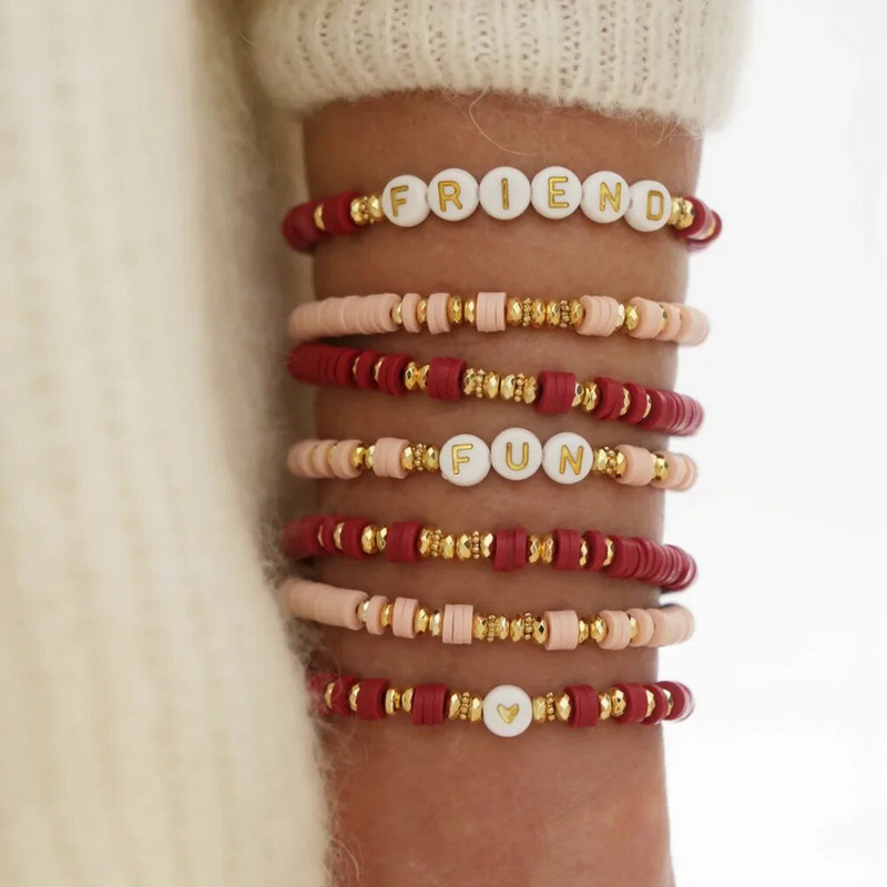 HERLOOK Stacking Polimēru Māla Heishi Rokassprādzes Sieviešu Sieviešu Rokassprādze Ins Mode Zelta Krāsa Starplikas Krelles Pulseras Rotaslietas