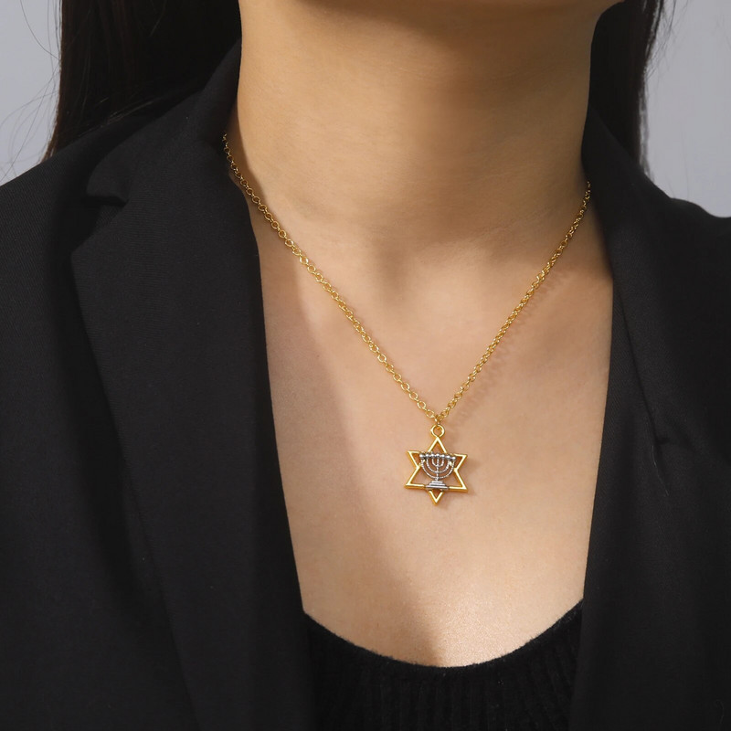Dawapara Star of David Israel karoliai moterims Magan Hexagram pakabukų apsauga Amuletas žydų papuošalai Chanukos dovana