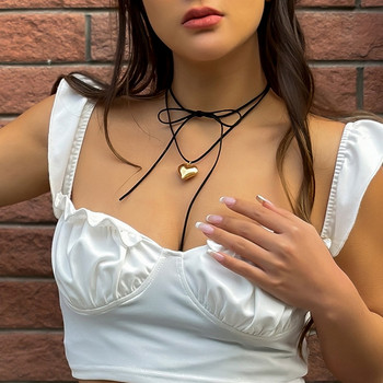 Κολιέ Ingemark Κομψό Γκοθ Love Heart Κρεμαστό Γυναικείο Γιακάδες Τετ Νυφικό με κόμπους Ρυθμιζόμενη αλυσίδα Κοσμήματα Y2K Νέο