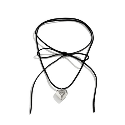 Ingemark Elegant Goth Love Heart Pendant Kaklarota Sievietēm Apkakles Wed Līgavas mezgloti Bowknot Regulējama Ķēde Y2K Rotaslietas Jauns