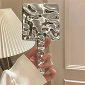 Ins Liquid Shape Square Mirror Mini Rokā turams galddatora kosmētikas kosmētikas spogulis ceļojumu metālisks pārnēsājams skaistumkopšanas spogulis rokassomiņai