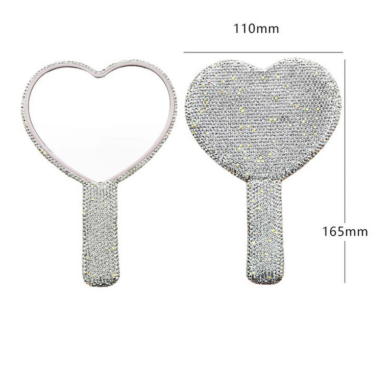 Diamond Handheld Makeup Mirror Love Heart Mirror Γυναικεία λαβή μακιγιάζ Εργαλεία καλλυντικής ομορφιάς Handheld Vanity Make Up Mirror