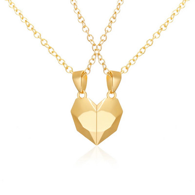 Madingi romantiški spalvingi magnetiniai širdies formos palinkėjimo akmeniniai karoliai su pora pakabuku vyrams ir moterims Mieli meilės papuošalai įsimylėjėliui