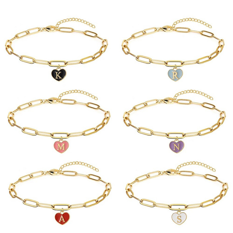 2023 m. nauja madinga spalvinga širdelė AZ raidžių apyrankė moterims klasikinė nerūdijančio plieno grandinės apyrankė moterims papuošalų dovana