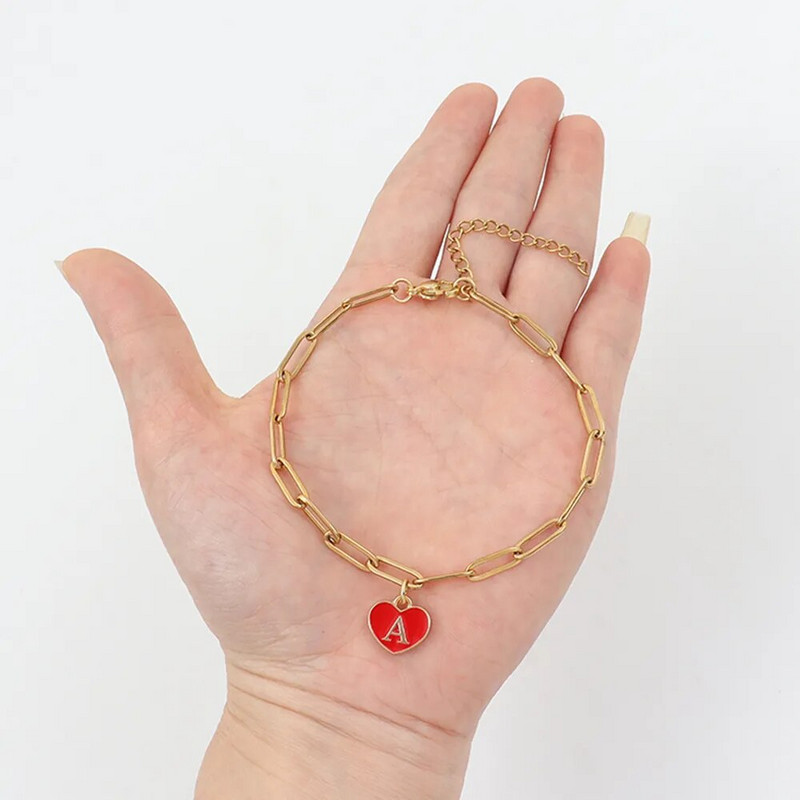 2023 m. nauja madinga spalvinga širdelė AZ raidžių apyrankė moterims klasikinė nerūdijančio plieno grandinės apyrankė moterims papuošalų dovana