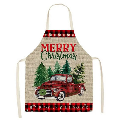 Kalėdinė prijuostė Nauja kūrybinga spausdinta lininė prijuostė Šventinė dekoracija vakarėlis namų virtuvė nuo užsiteršimo prijuostė