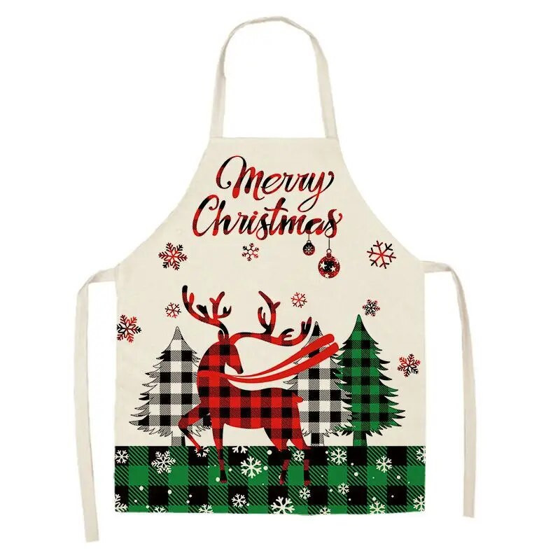 Kalėdinė prijuostė Nauja kūrybinga spausdinta lininė prijuostė Šventinė dekoracija vakarėlis namų virtuvė nuo užsiteršimo prijuostė