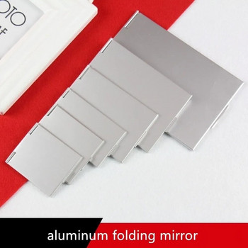 Алуминиево сгъваемо огледало Мини преносимо огледало за грим Ръчно стоящо малко огледало Суета Сгъваем компактен джоб Козметични инструменти